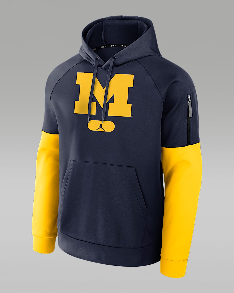 Michigan Wolverines Fitness Men s Jordan Brand Therma College Pullover Hoodie. Nike
